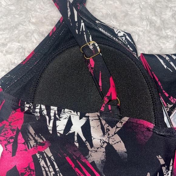 SS SHORE SHAPERS ONE PIECE SWIMSUIT BLACK WHITE FUCHSIA Size 12 new without tags - Picture 5 of 9